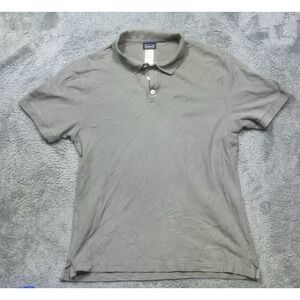 Patagonia Polo Shirt Men's S Gray Organic Cotton Short Sleeve Outdoor Hike *HOLE